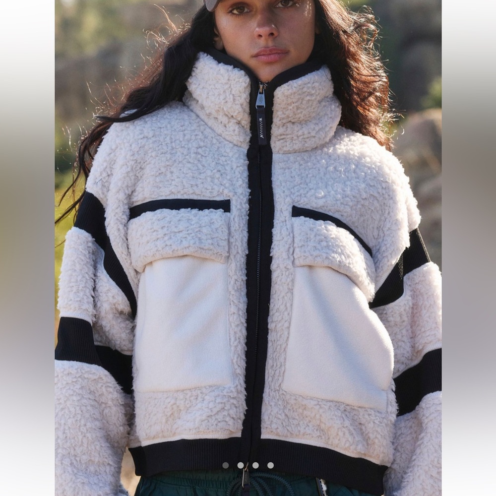 Free People Cream & Black Teddy Jacket